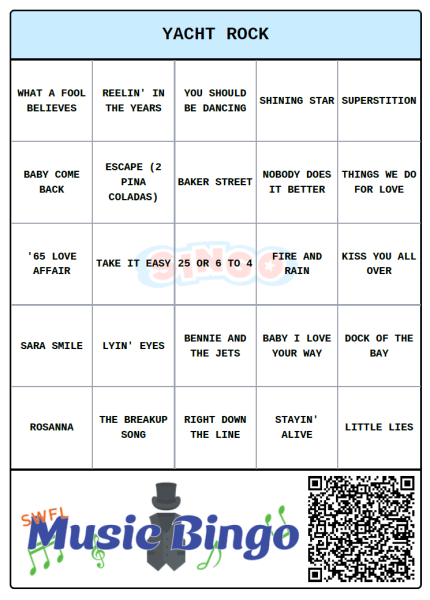 Yacht Rock Game Sheet